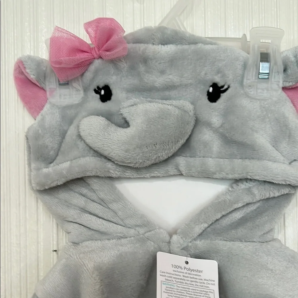 Hudson Baby Gray and Pink Animal Robe Pajamas